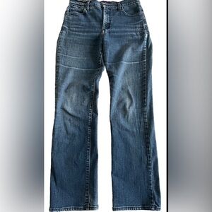 NYDJ Straight Leg Stretchy Denim Jeans Rhinestones & Embroidery Size 6 32x31